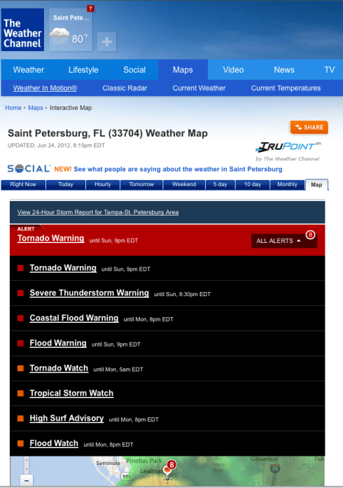 Only 1 real tornado near by and 1 on watch - not too bad